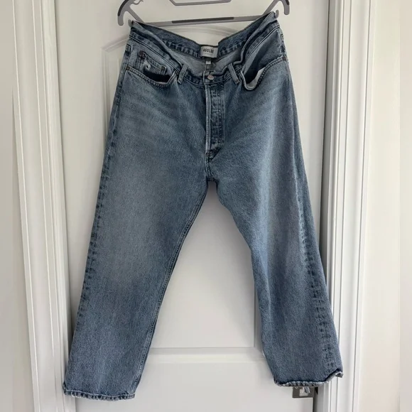 Agolde womens Relaxed straight legJeans in Light Blue - Picture 2 of 8